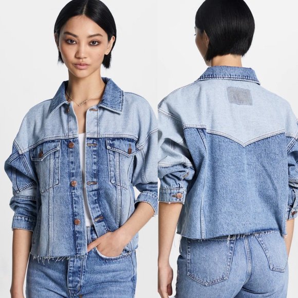 Ksubi Destiny Patchwork Lifetime Blue Cropped Denim Jacket - Picture 1 of 16